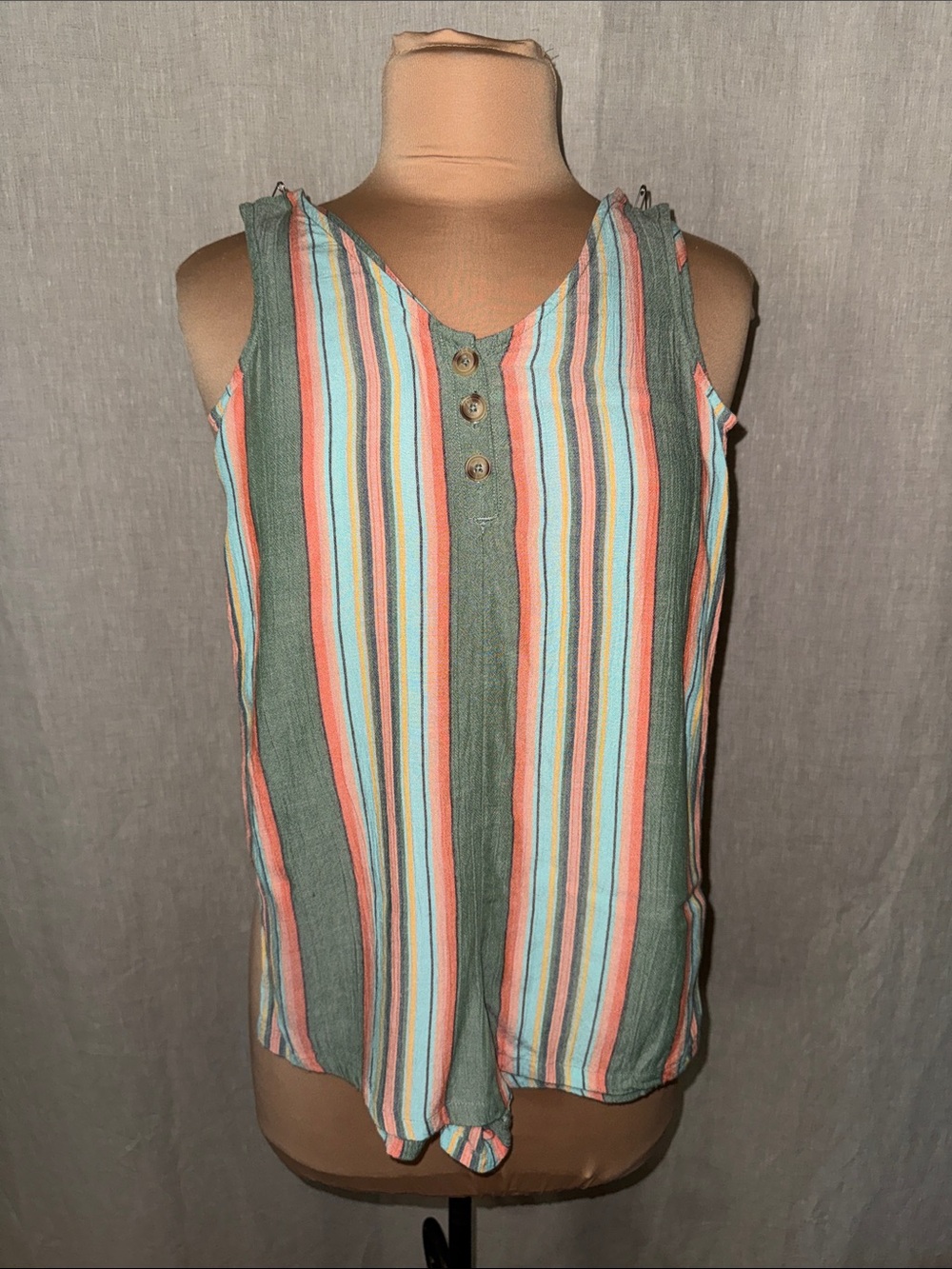 O'Neill Striped Tank Top in Green, Coral, Blue and White